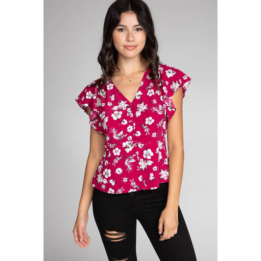 Ruffle Sleeve Button Down Blouse