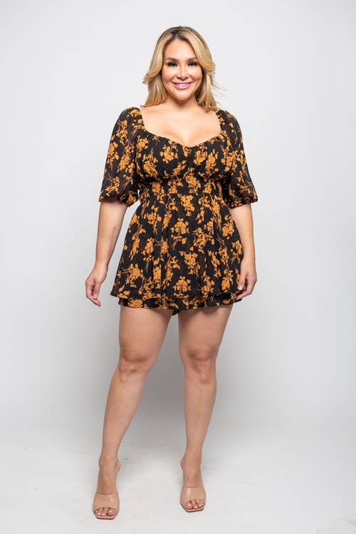 PLUS SIZE FLORAL ROMPER
